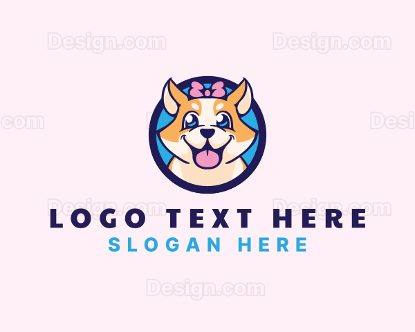 Pet Dog Ribbon Grooming Logo