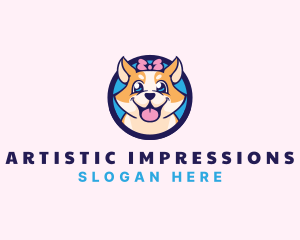 Pet Dog Ribbon Grooming logo design