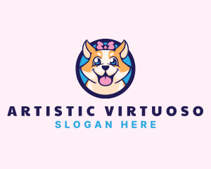 Pet Dog Ribbon Grooming logo design