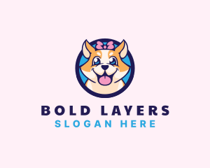 Pet Dog Ribbon Grooming logo design