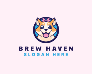 Pet Dog Ribbon Grooming logo design