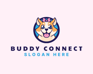 Pet Dog Ribbon Grooming logo design