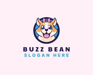 Pet Dog Ribbon Grooming logo design