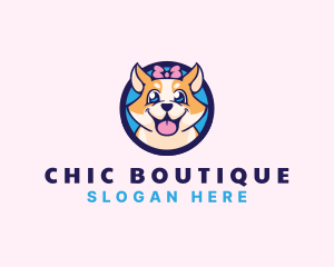 Pet Dog Ribbon Grooming logo design