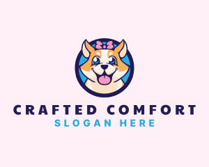 Pet Dog Ribbon Grooming logo design