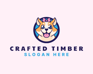 Pet Dog Ribbon Grooming logo design