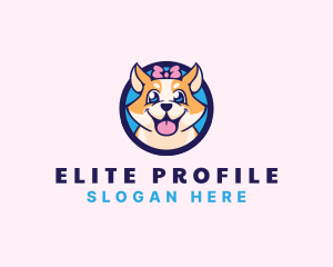 Pet Dog Ribbon Grooming logo design