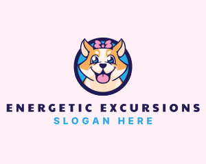 Pet Dog Ribbon Grooming logo design