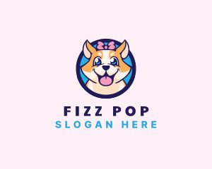 Pet Dog Ribbon Grooming logo design