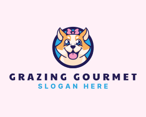 Pet Dog Ribbon Grooming logo design