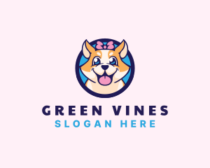 Pet Dog Ribbon Grooming logo design