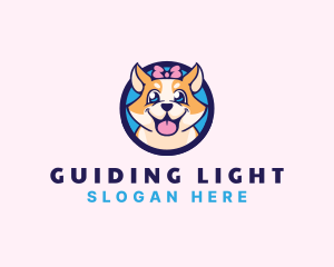 Pet Dog Ribbon Grooming logo design