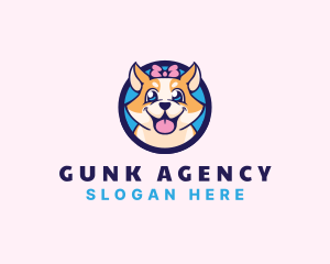 Pet Dog Ribbon Grooming logo design