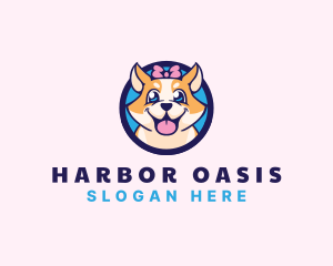 Pet Dog Ribbon Grooming logo design