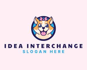 Pet Dog Ribbon Grooming logo design