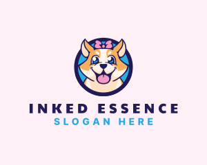 Pet Dog Ribbon Grooming logo design