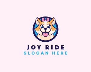 Pet Dog Ribbon Grooming logo design