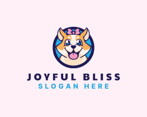 Pet Dog Ribbon Grooming logo design