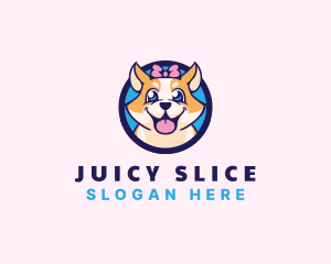 Pet Dog Ribbon Grooming logo design