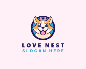Pet Dog Ribbon Grooming logo design