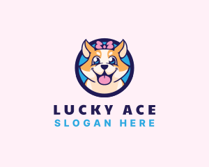 Pet Dog Ribbon Grooming logo design