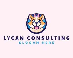 Pet Dog Ribbon Grooming logo design