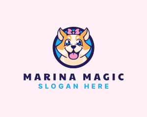 Pet Dog Ribbon Grooming logo design