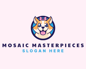 Pet Dog Ribbon Grooming logo design