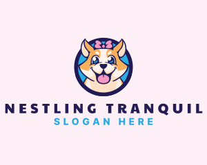 Pet Dog Ribbon Grooming logo design