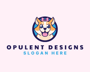 Pet Dog Ribbon Grooming logo design