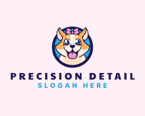 Pet Dog Ribbon Grooming logo design