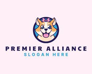 Pet Dog Ribbon Grooming logo design