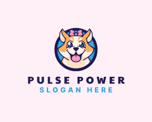 Pet Dog Ribbon Grooming logo design