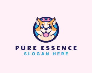 Pet Dog Ribbon Grooming logo design