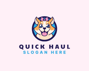 Pet Dog Ribbon Grooming logo design