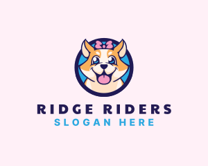 Pet Dog Ribbon Grooming logo design