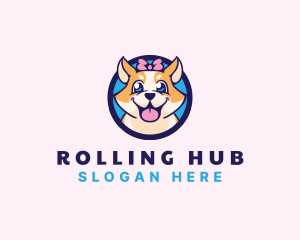 Pet Dog Ribbon Grooming logo design