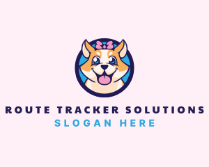 Pet Dog Ribbon Grooming logo design