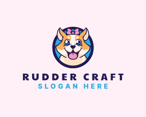 Pet Dog Ribbon Grooming logo design