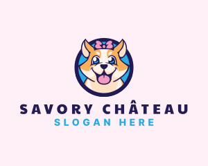 Pet Dog Ribbon Grooming logo design