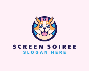 Pet Dog Ribbon Grooming logo design