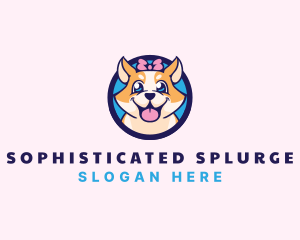 Pet Dog Ribbon Grooming logo design