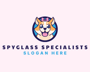 Pet Dog Ribbon Grooming logo design