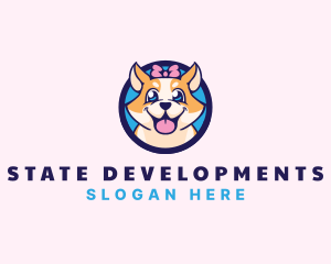 Pet Dog Ribbon Grooming logo design