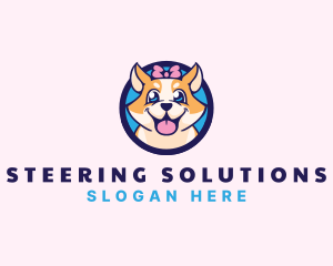 Pet Dog Ribbon Grooming logo design