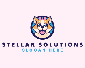 Pet Dog Ribbon Grooming logo design