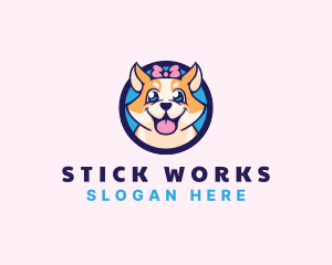 Pet Dog Ribbon Grooming logo design