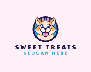 Pet Dog Ribbon Grooming logo design