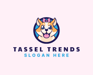 Pet Dog Ribbon Grooming logo design