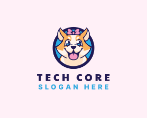 Pet Dog Ribbon Grooming logo design